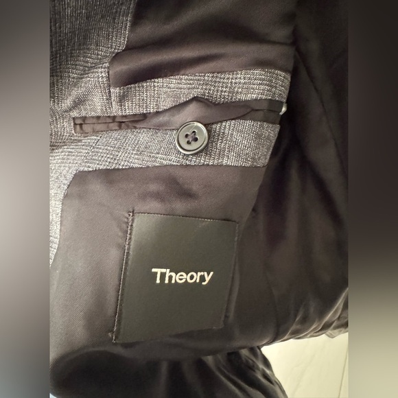 Theory Men's 40R Gray Dobby Weave Wool Blend Two Button Blazer - Picture 8 of 11